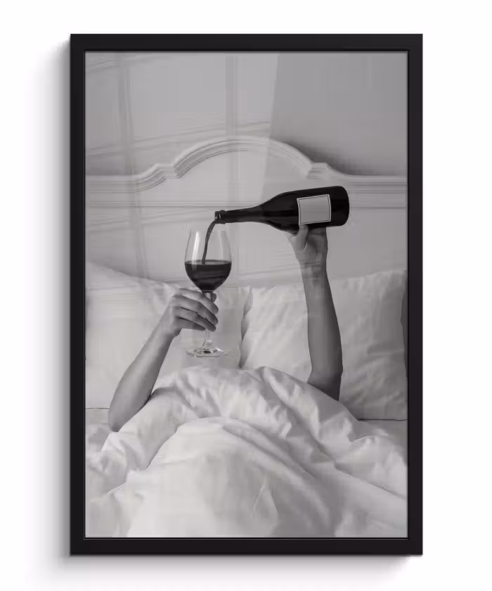 Bilder mit Rahmen - Laken - Arme - Wein - Glas