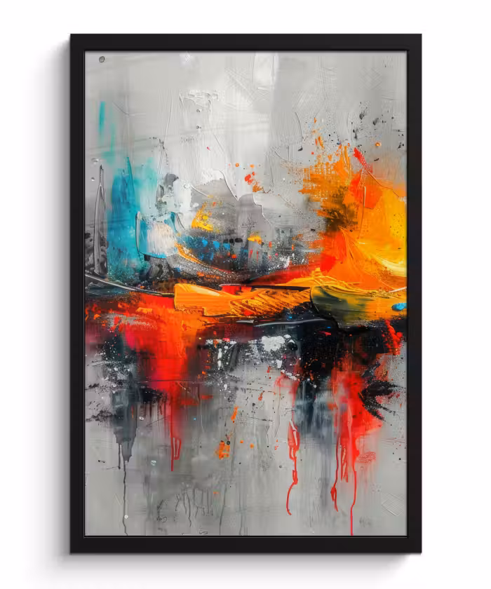 Bilder mit Rahmen - Moderne Kunst - Orange - Grau - Abstrakt