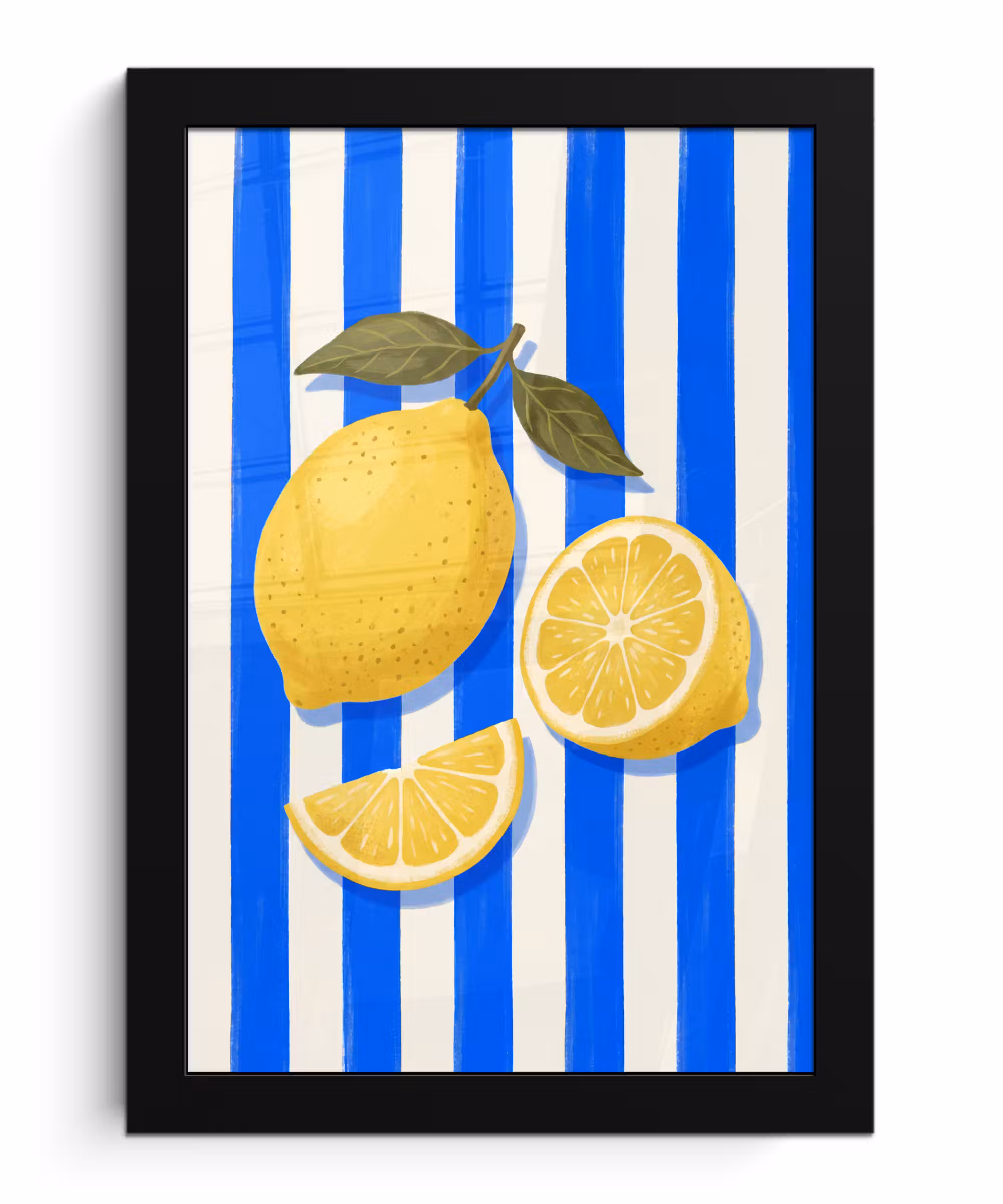 Bilder mit Rahmen - Obst – Zitrone – Sommer – Gelb – Blau