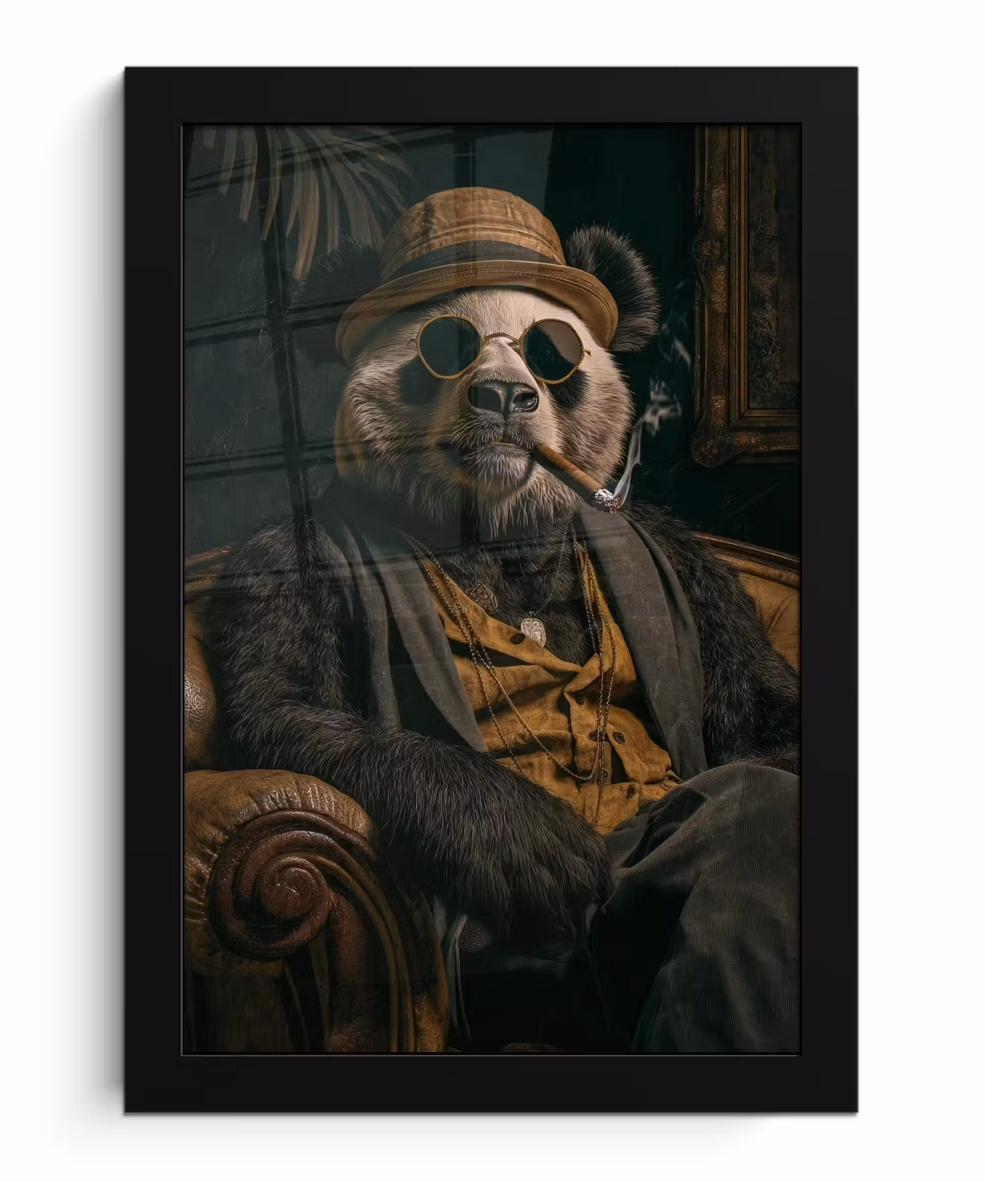 Bilder mit Rahmen - Panda - Hut - Brille - Anzug