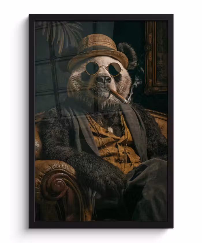 Bilder mit Rahmen - Panda - Hut - Brille - Anzug