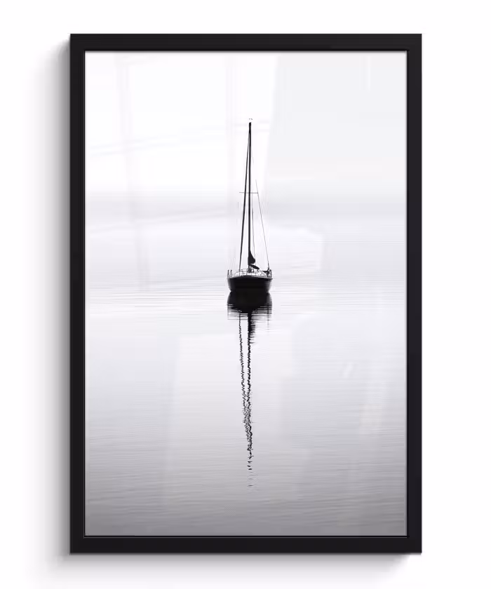 Bilder mit Rahmen - Segelboot - Schwarz - Wasser - Silhouette