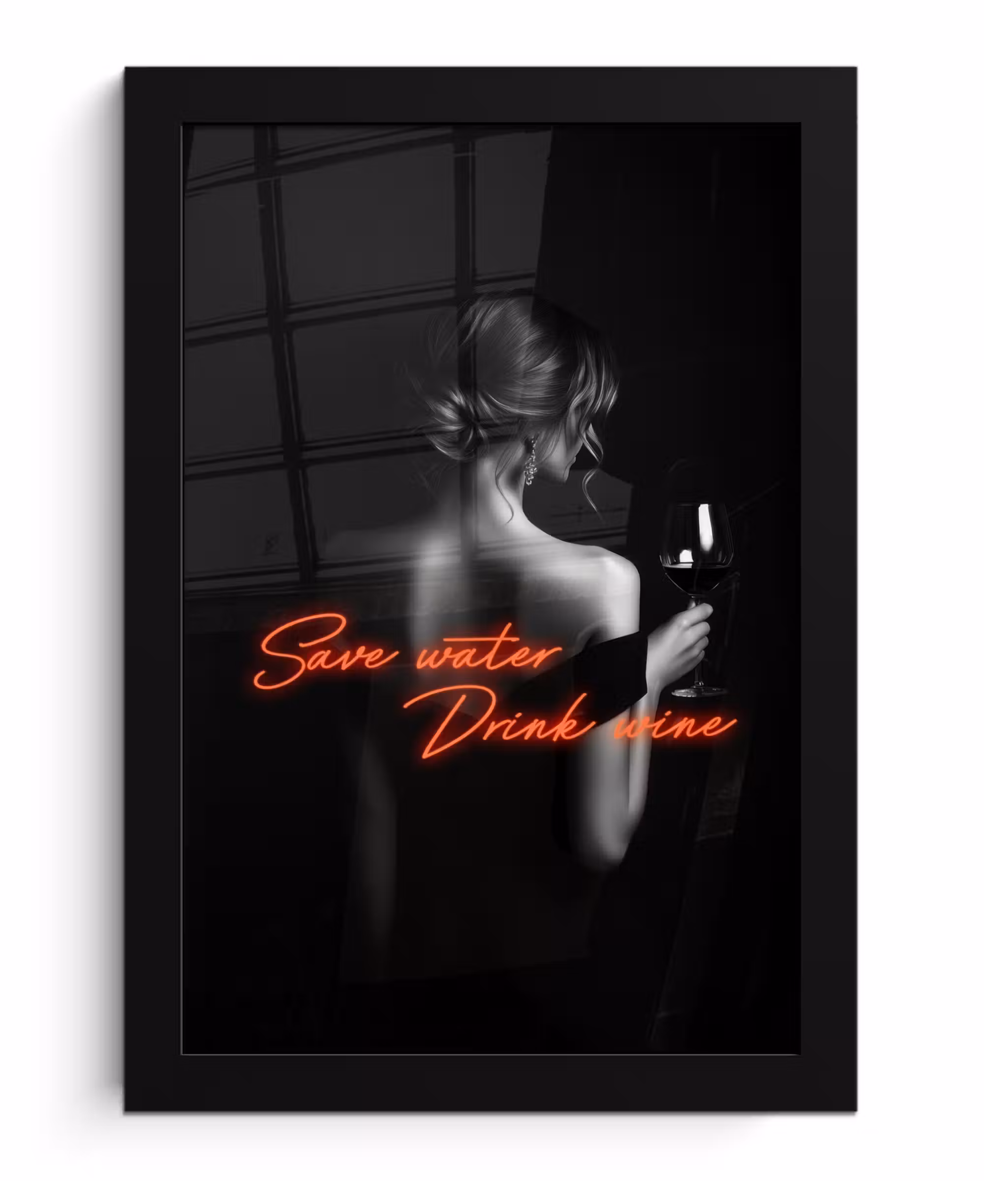 Bilder mit Rahmen - Wein - Frau - Neon - Zitat