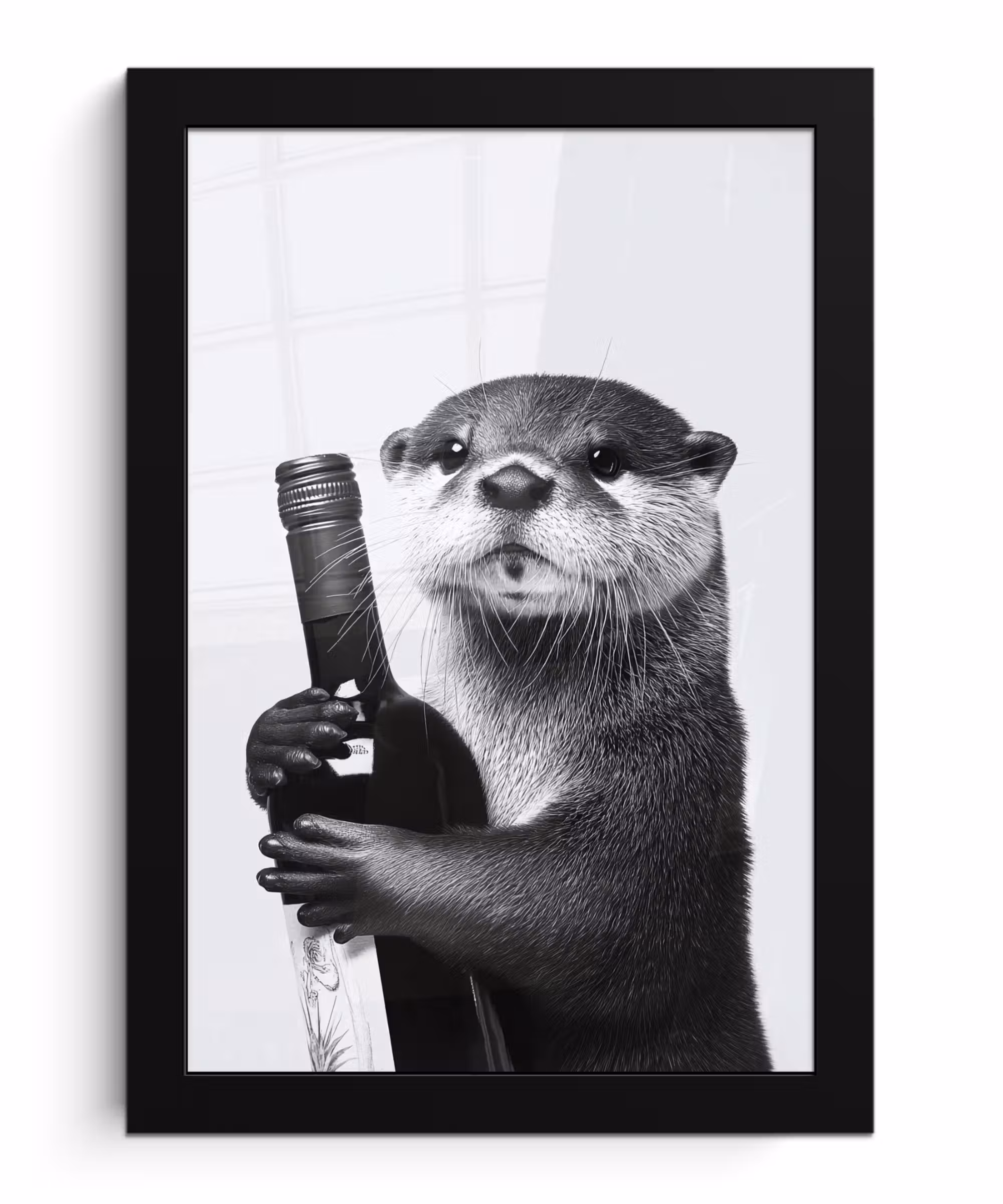 Bilder mit Rahmen - Weinflasche - Otter - Schwarz