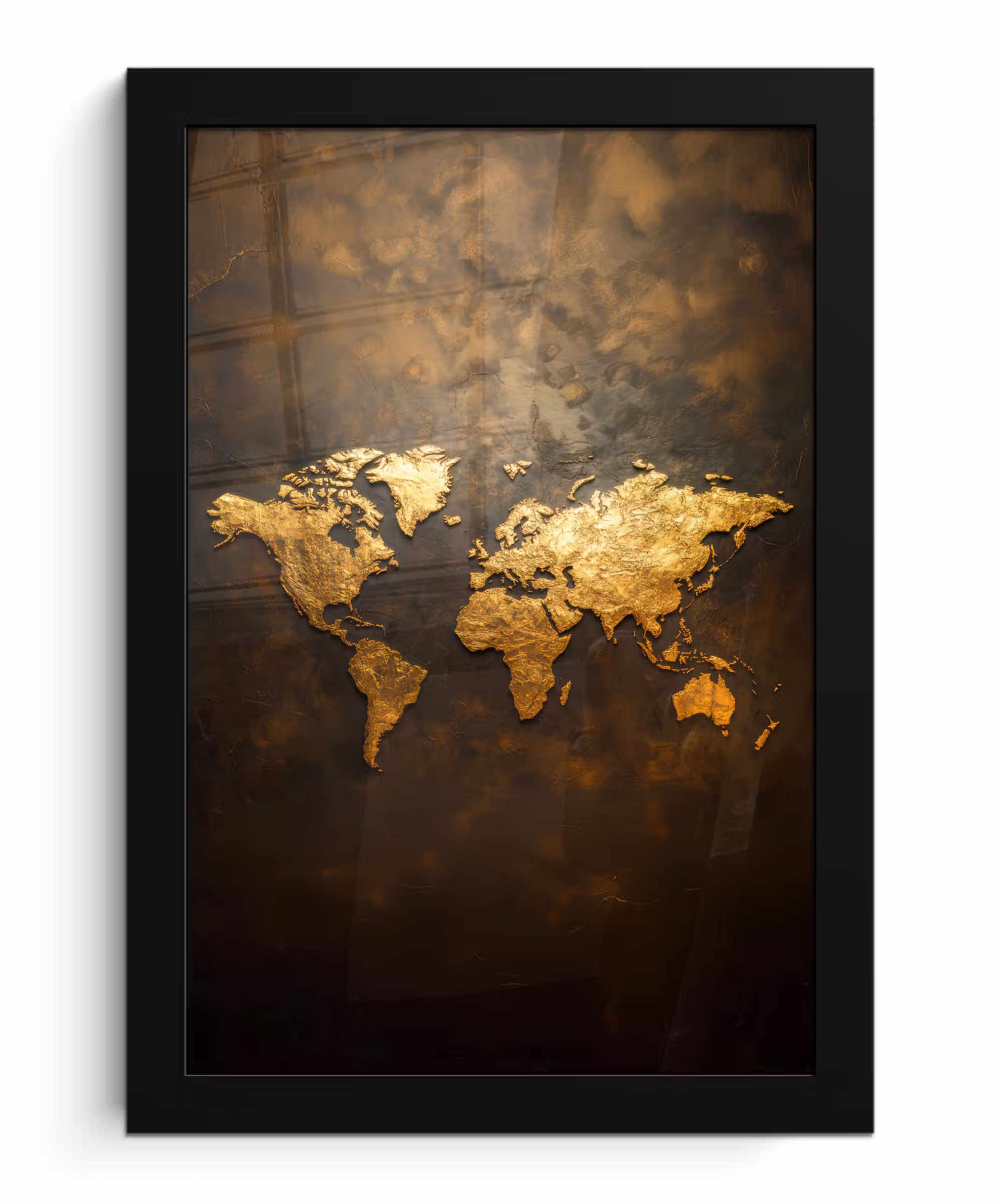 Bilder mit Rahmen - Weltkarte - Gold - Rost