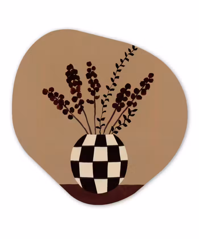 Forexbild Organische Form - Minimalistisch - Vase - Blumen - Braun