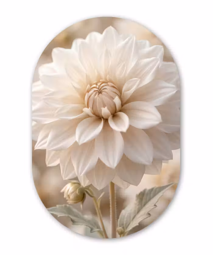 Forexbild Oval - Blume - Dahlie - Weiß