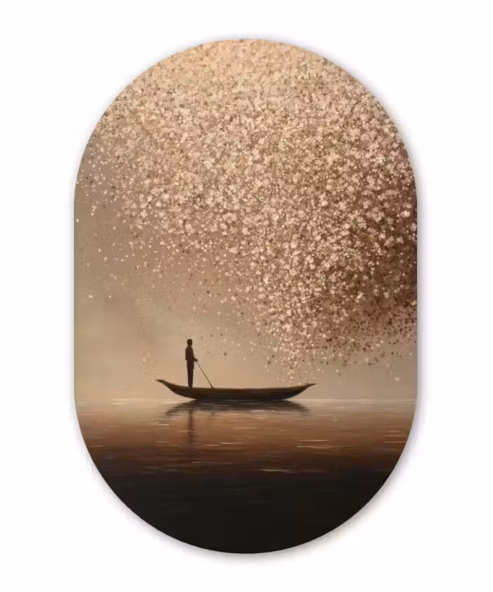 Forexbild Oval - Boot - Blätter - Gold - Wasser
