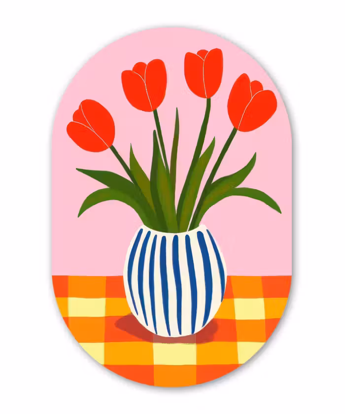 Forexbild Oval - Tulpen - Rosa - Vase
