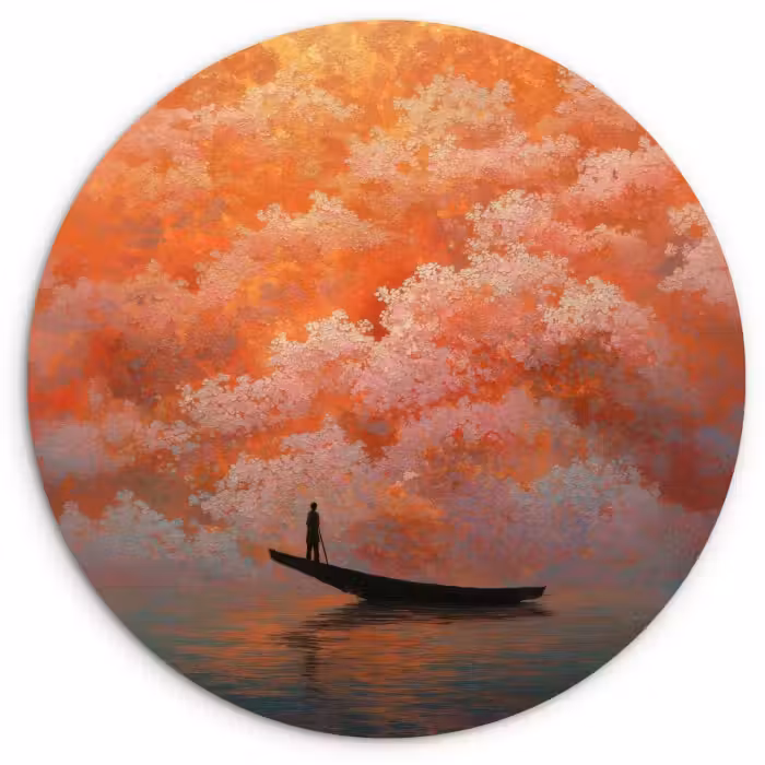 Forexbild Rund - Meer - Boot - Wolken - Orange