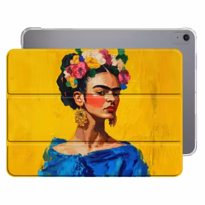 iPad-Hülle - Frida Kahlo - Frau - Gelb - Blau - Blumen