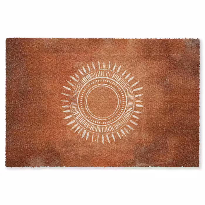Fußmatte - Abstrakt - Linien - Sonnenstrahlen - Rötlichbraun