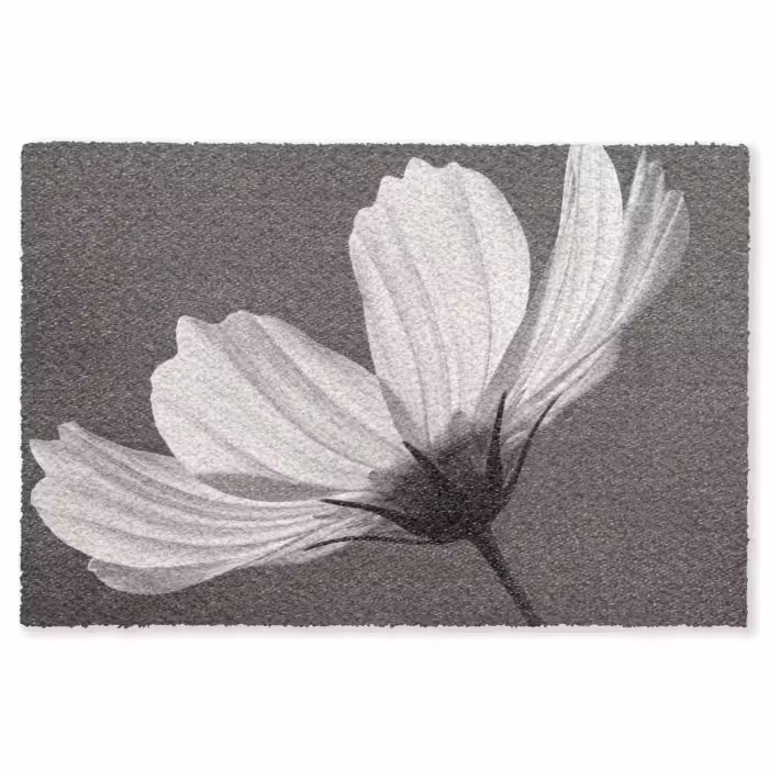 Fußmatte - Blume - Minimalistisch - Schwarz - Weiß