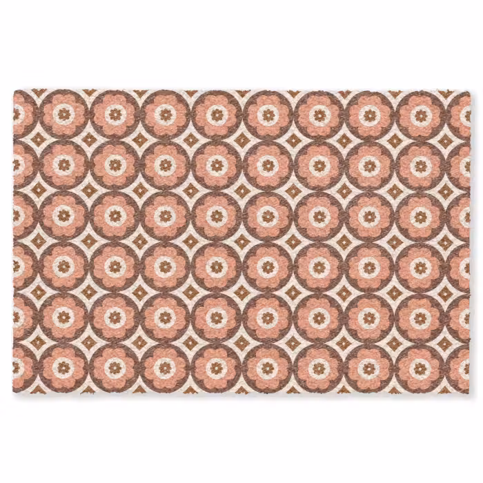 Fußmatte - Blumenformen - Muster - Rosa - Vintage