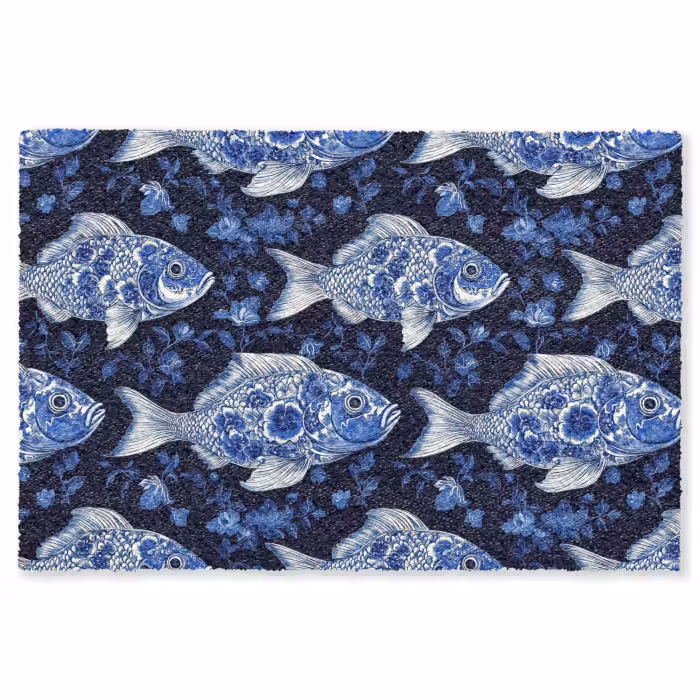 Fußmatte - Fische - Blumen - Blau