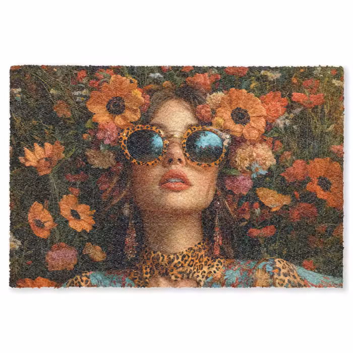 Fußmatte - Frauen - Blumen - Modern - Brille - Abstrakt