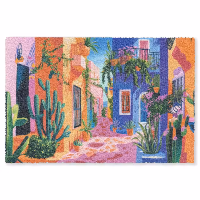 Fußmatte - Gelb - Blau - Orange - Haus