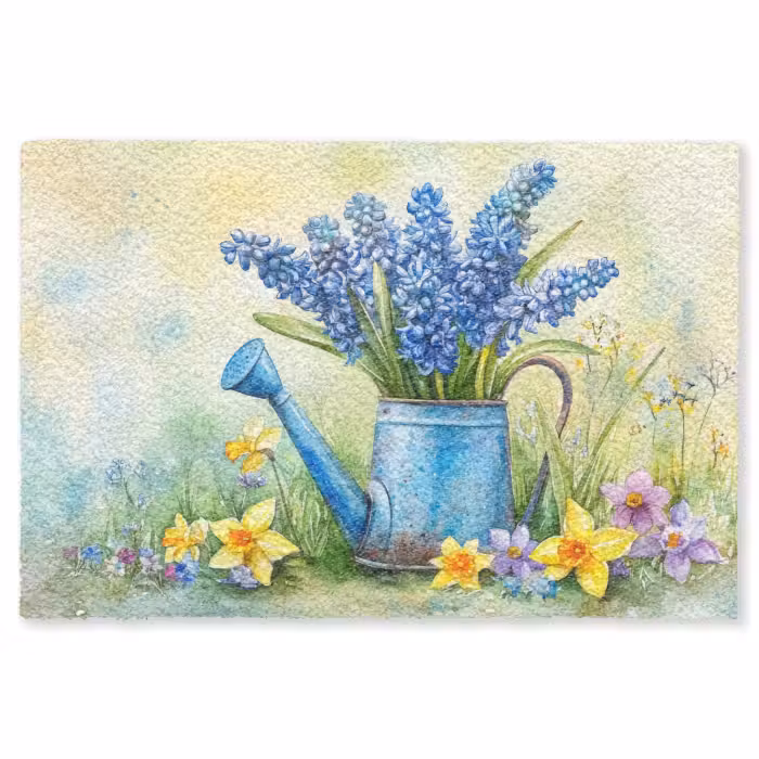 Fußmatte - Gießkanne - Lavendel - Blüten