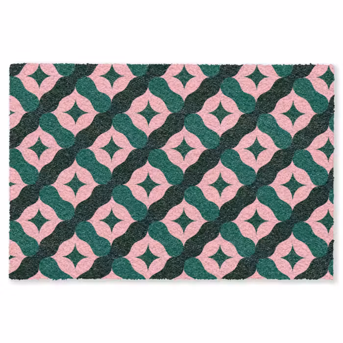 Fußmatte - Grün - Rosa - Retro - Sterne