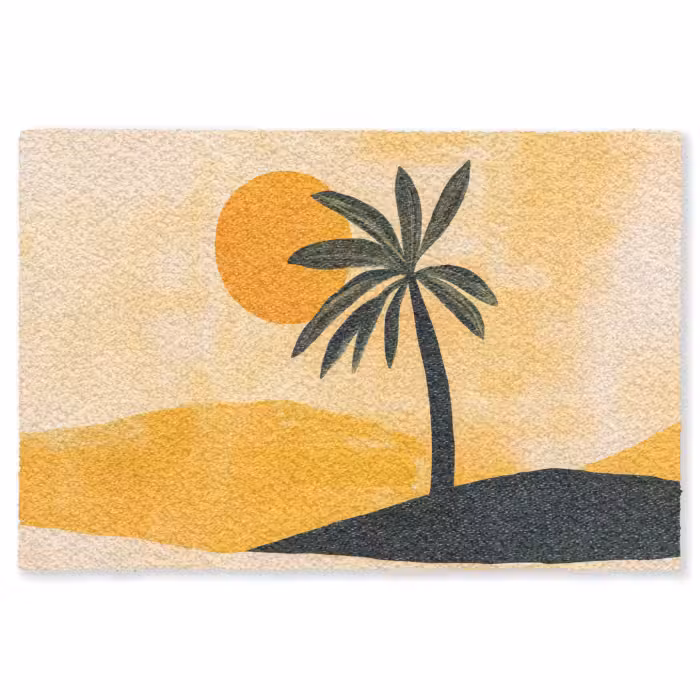 Fußmatte - Illustration - Palme - Sonne - Hügel