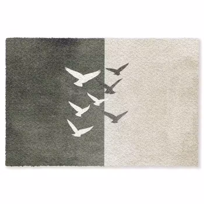 Fußmatte - Japandi - Vogel - Grün