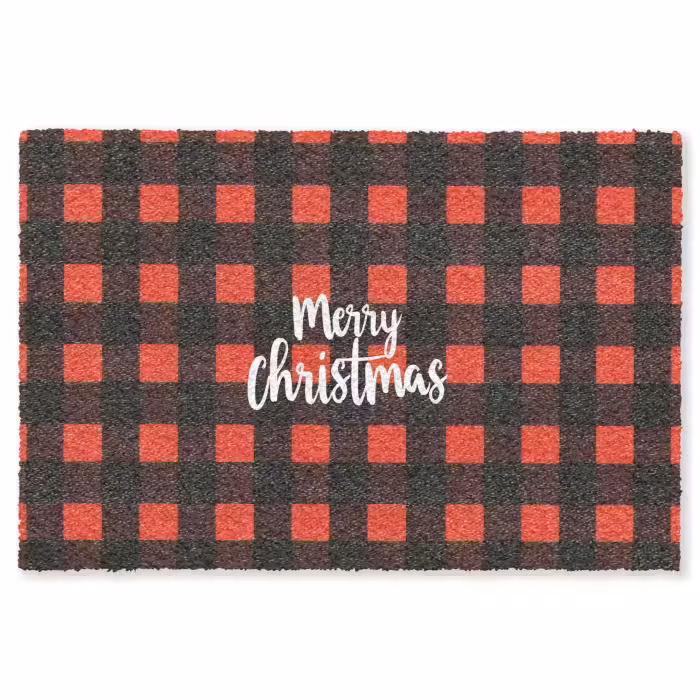 Fußmatte - Kariert - Rot - Text - Weihnachten