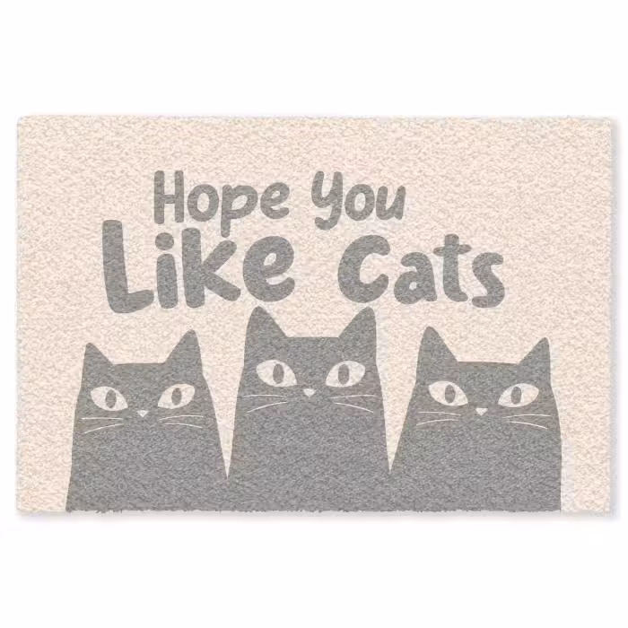 Fußmatte - Katzen - Zitat - Grau - Beige