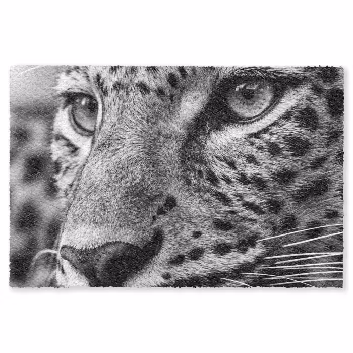 Fußmatte - Leopard - Schwarz - Weiß - Auge