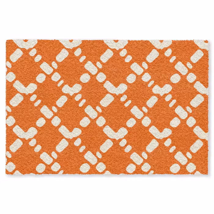 Fußmatte - Orange - Karomuster - Weiß