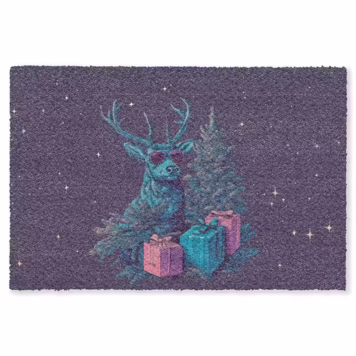 Fußmatte - Rentier - Sonnenbrille - Neon - Weihnachtsbaum