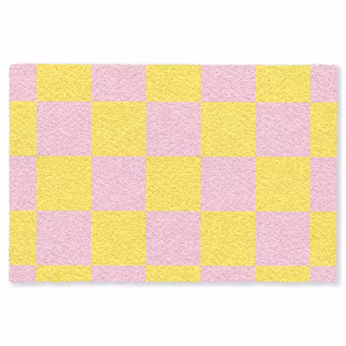 Fußmatte - Schachbrettmuster - Gelb - Rosa - Würfel