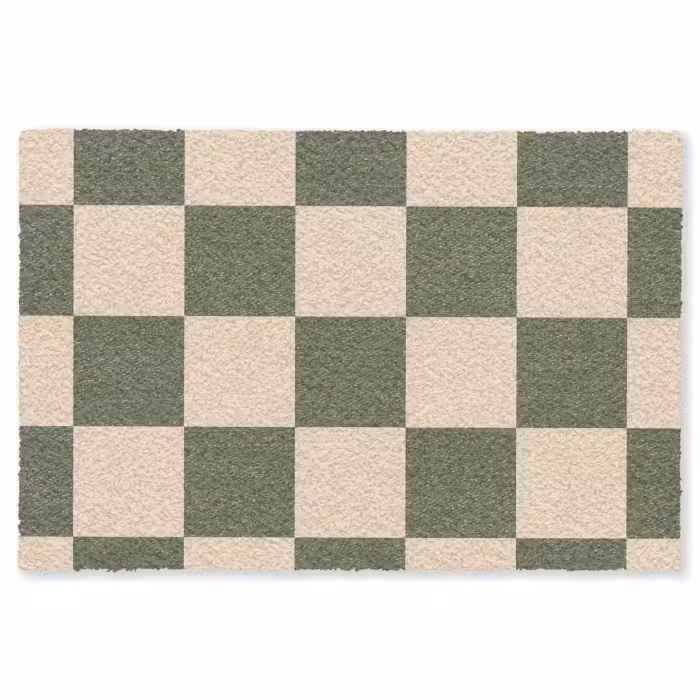 Fußmatte - Schachbrettmuster - Grün - Beige - Blöcke