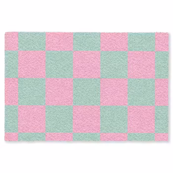 Fußmatte - Schachbrettmuster - Grün - Rosa - Würfel
