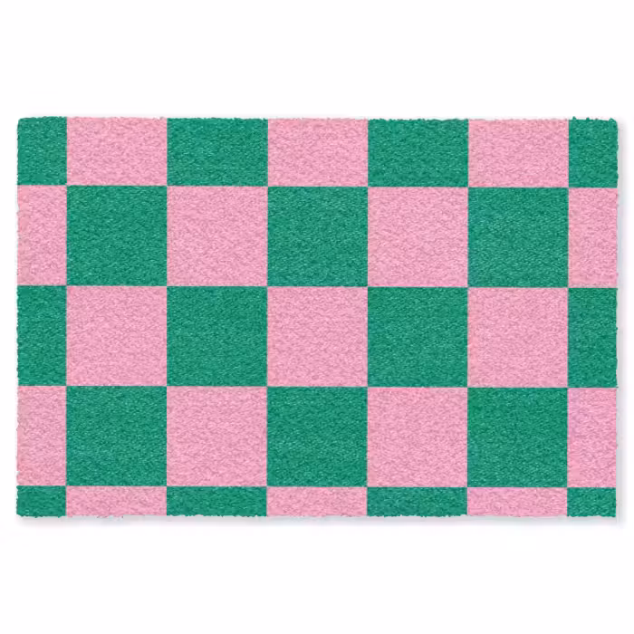 Fußmatte - Schachbrettmuster - Grün - Rosa - Würfel