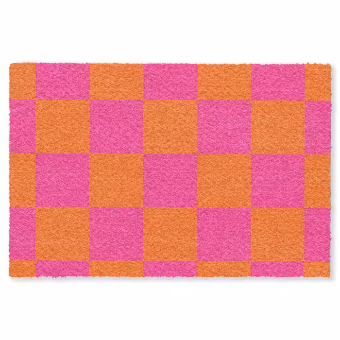 Fußmatte - Schachbrettmuster - Orange - Rosa - Blöcke