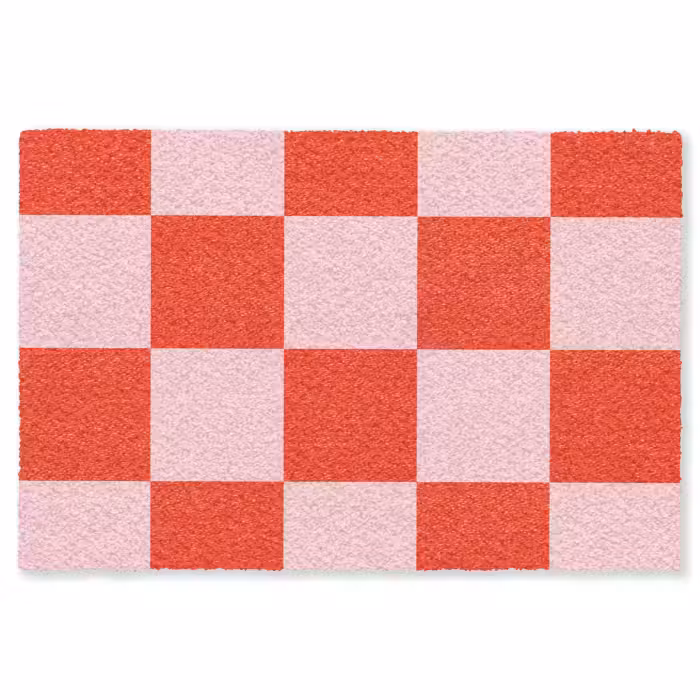 Fußmatte - Schachbrettmuster - Rot - Rosa - Würfel