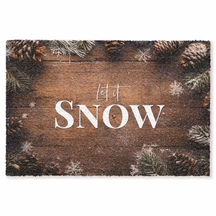 Fußmatte - Schnee - Holzoptik - Zitat - Let it snow