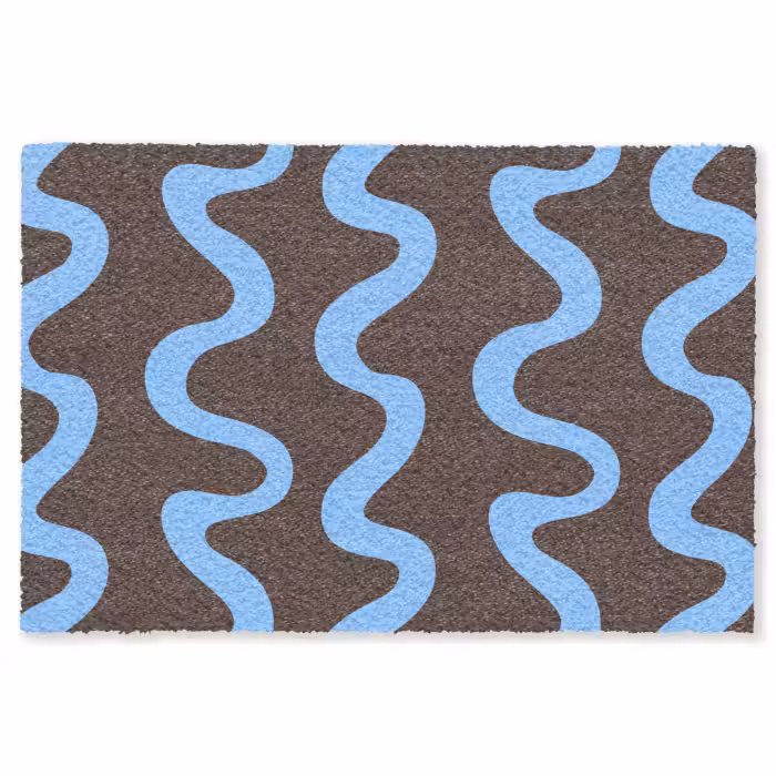 Fußmatte - Sich windende Linien - Blau - Braun - Minimalistisch