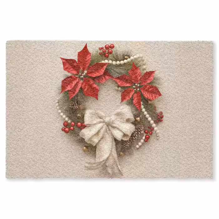 Fußmatte - Türkranz - Schleife - Weihnachten - Rot - Grün