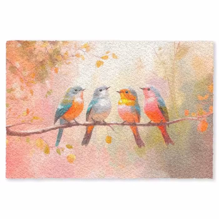 Fußmatte - Vögel - Bunt - Zweig