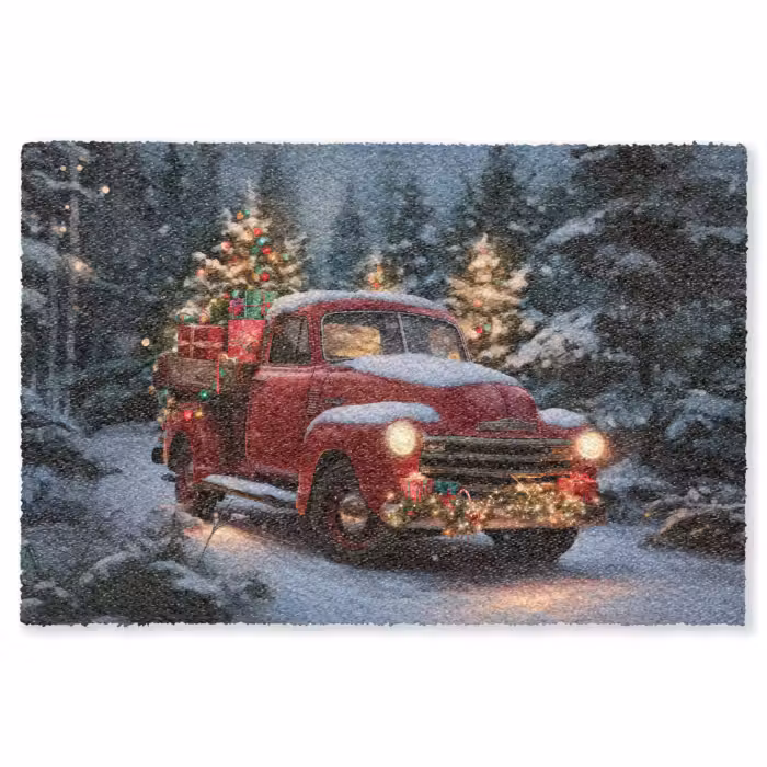 Fußmatte - Weihnachts-LKW - Schneewald - Rot