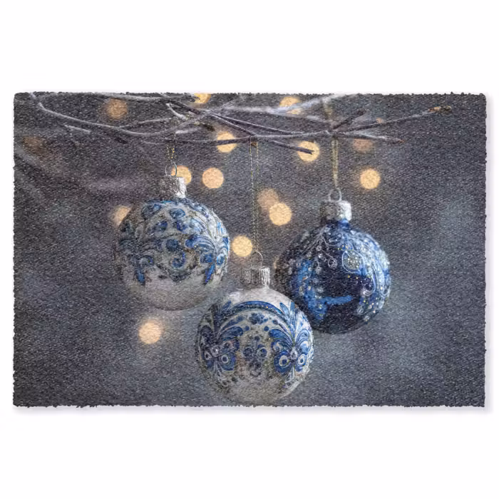 Fußmatte - Weihnachtskugel - Dekoriert - Blau