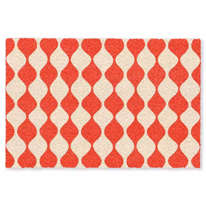 Fußmatte - Wellenförmiges Muster - Retro - Rot - Beige