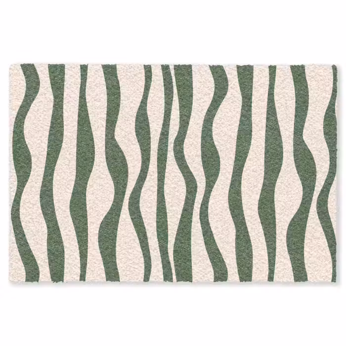 Fußmatte - Wellenlinien - Beige - Grün - Streifen - Abstrakt