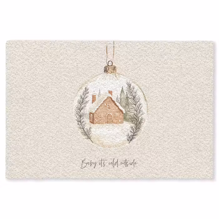 Fußmatte - Zitat - Winter - Weihnachten - Beige - Weihnachtskugel