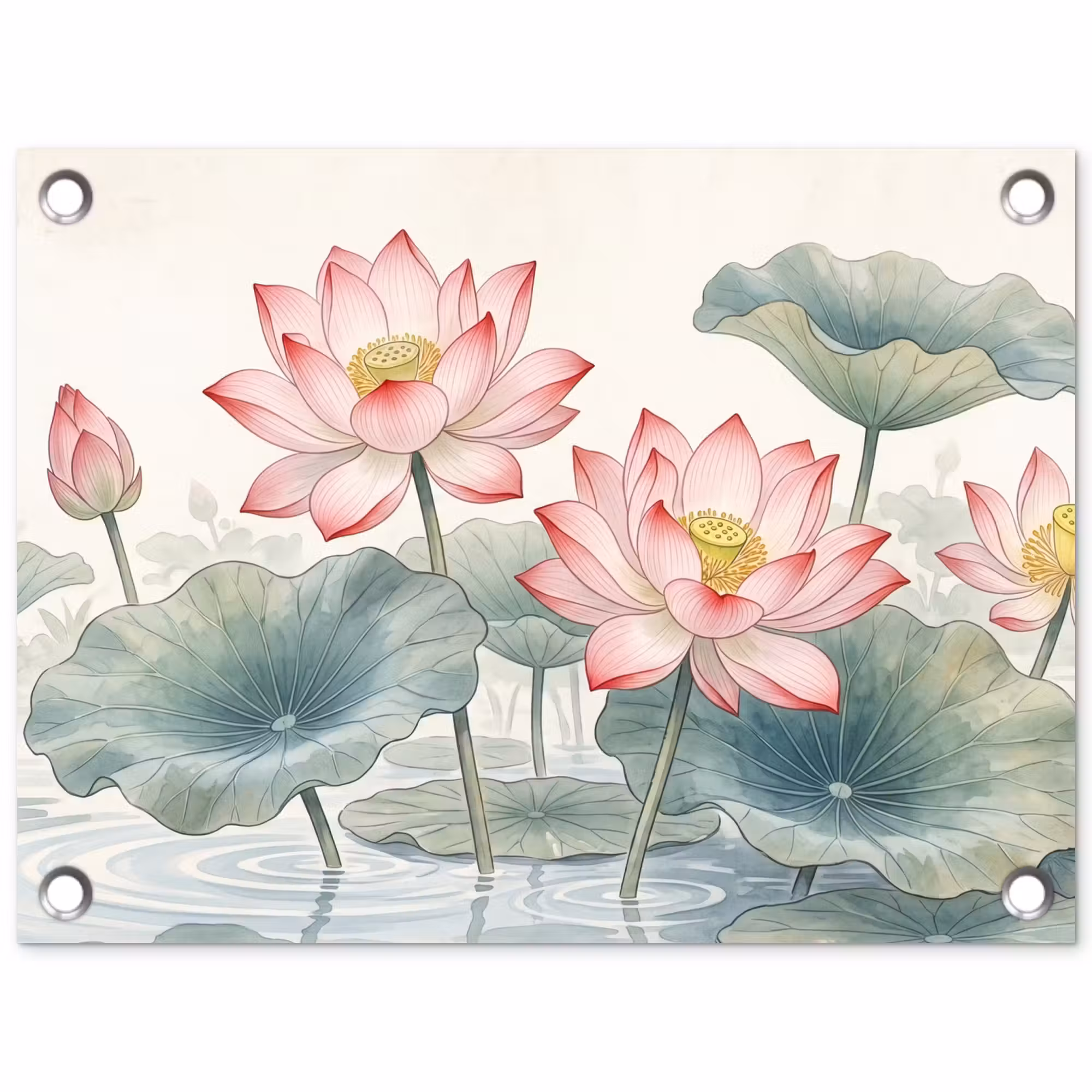 Gartenposter - Aquarell - Lotusblumen - Farbenfroh