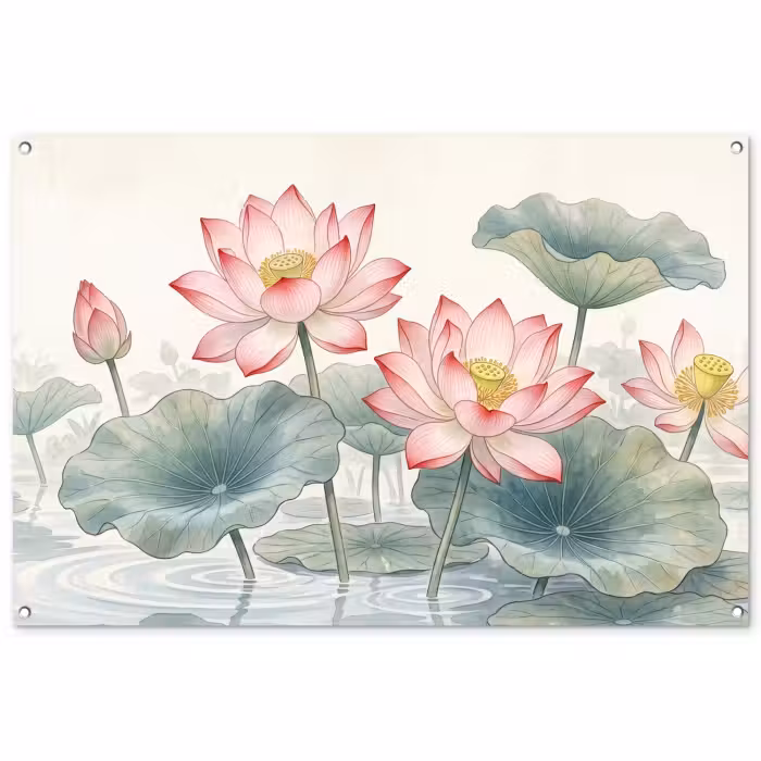Gartenposter - Aquarell - Lotusblumen - Farbenfroh
