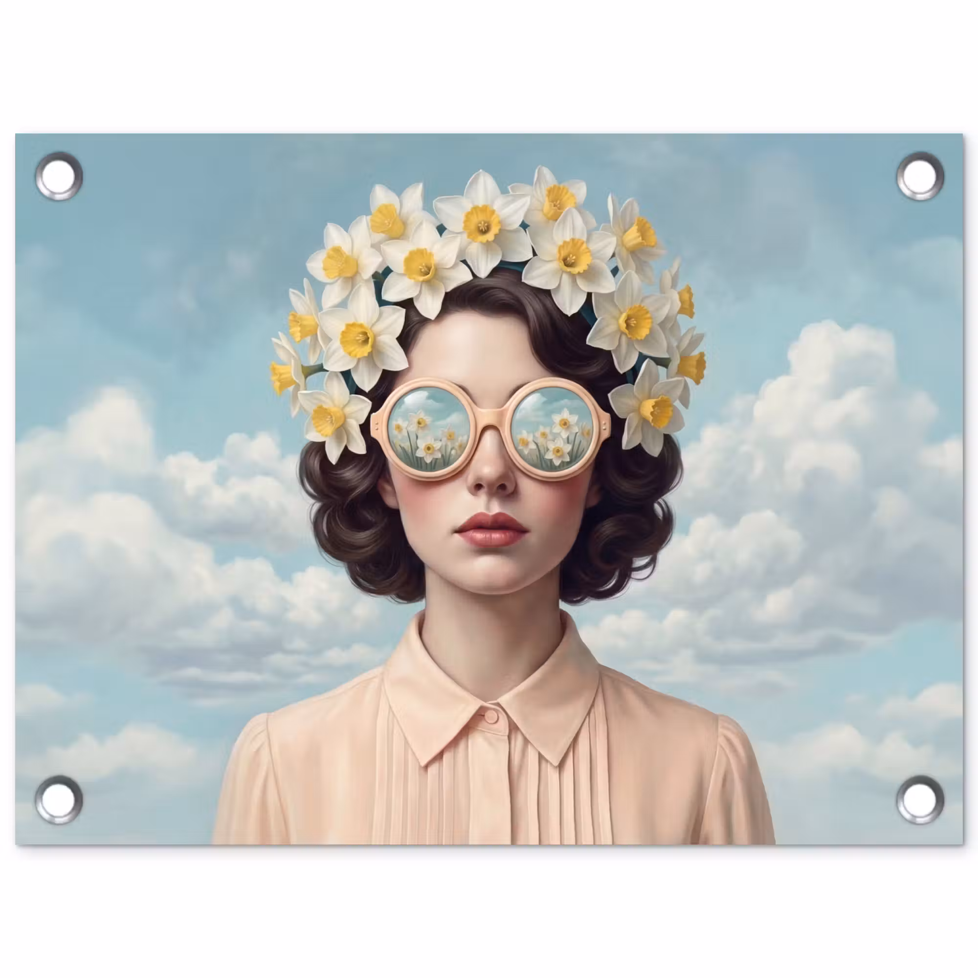 Gartenposter - Frau - Narzissen - Gelb