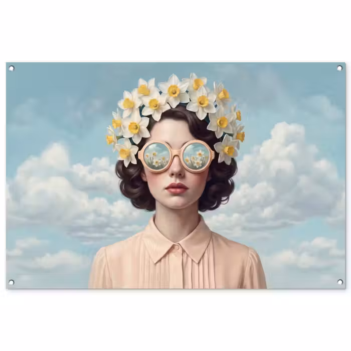 Gartenposter - Frau - Narzissen - Gelb