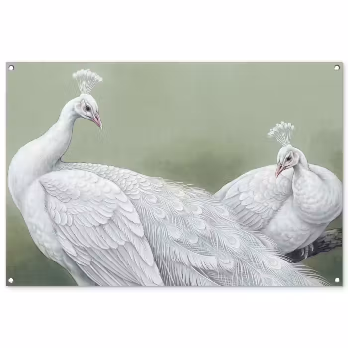 Gartenposter - Pfaue - Weiß - Natur - Grün